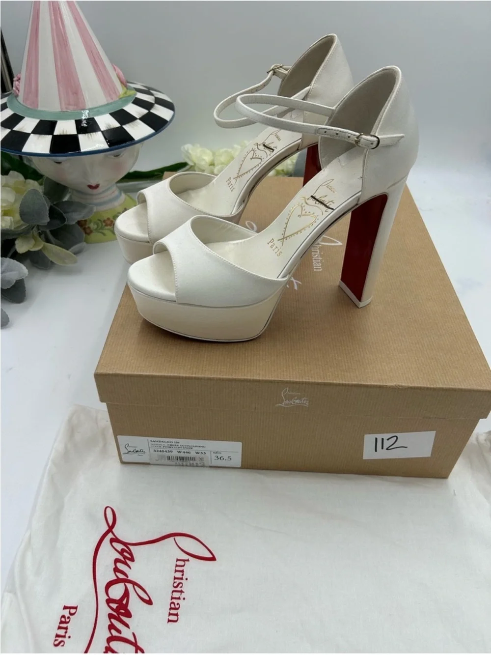 Women’s Christian Louboutin sandaloo 130mm sandals in ivory crêpe satin 36.5